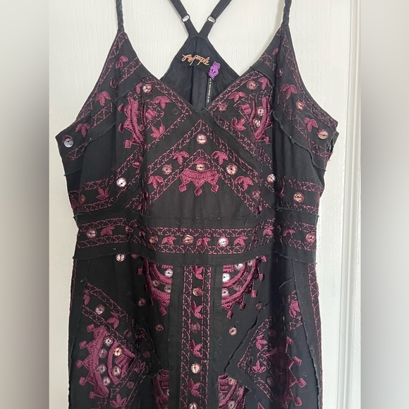 FREE PEOPLE Black Magic Mirror Bodycon Sheath Embroidered Sequin Dress Size 12 - Picture 6 of 12